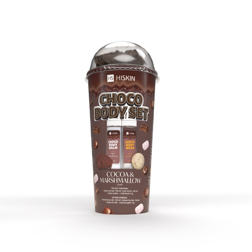 HISKIN Zestaw do Kąpieli Tuba - Choco (Żel do Mycia Ciała 100ml + Balsam do Ciała 100ml + Myjka + Kula 15g)