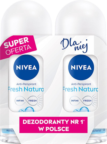 NIVEA Fresh Natural Antyperspirant w kulce dla kobiet DUO 2x50 ml