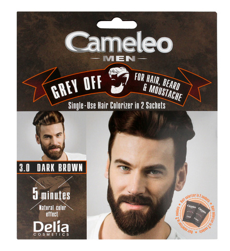 Delia Cosmetics Cameleo Men Krem koloryzujący do włosów,brody i wąsów nr 3.0 dark brown  15mlx2