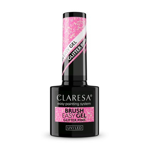 CLARESA Żel do paznokci Glitter Pink 5 g - Brush Easy Gel