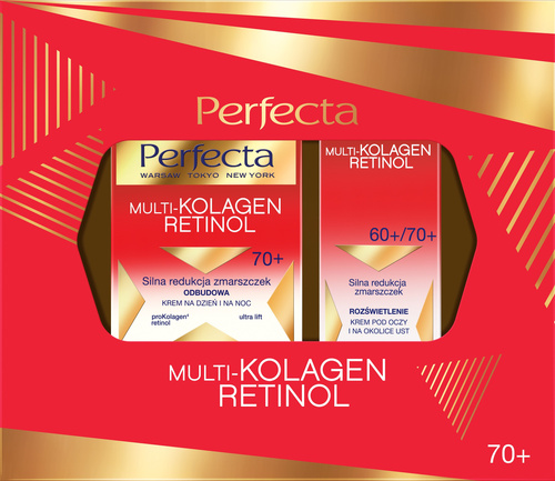 PERFECTA Zestaw prezentowy Multikolagen Retinol 70+ (Krem przeciwzmarszczkowy do twarzy 50ml + Krem pod oczy 15ml)