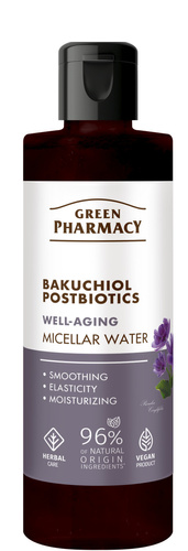 GREEN PHARMACY Woda Micelarna Przeciwstarzeniowa z Bakuchiolem i Postbiotykami 200 ml