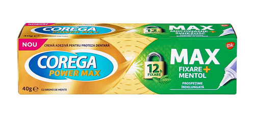 Corega Power Max Mocowanie + świeżość, krem do protez 40g