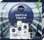 NIVEA Zestaw prezentowy męski Gentle Touch (Żel pod prysznic 250ml + Antyperspirant roll-on 50ml + Balsam po goleniu 100ml + Pianka do golenia 200ml)