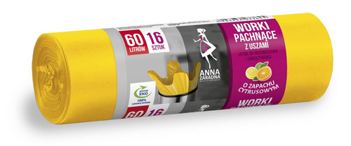 ANNA ZARADNA Worki na śmieci z uszami - zapach CYTRUSÓW 60L-16szt.