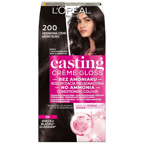 L'Oréal Casting Creme Gloss Krem koloryzujący 200 Hebanowa Czerń