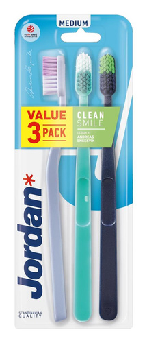 Jordan Szczoteczka do zębów Clean Smile - medium -3szt - mix kolorów