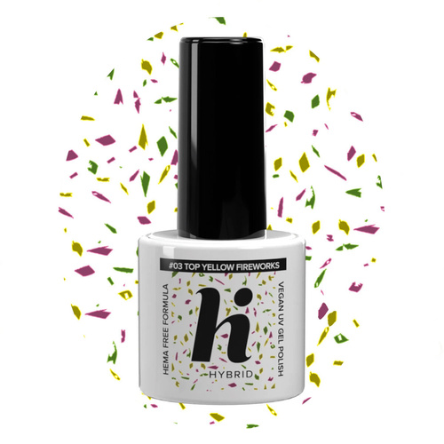 Hi Hybrid HEMA Free Top na lakier hybrydowy No Wipe #03 Yellow Fireworks 5ml