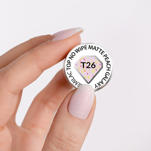 SEMILAC Top do lakierów hybrydowych No Wipe Matte T-26- Peach Galaxy 7ml