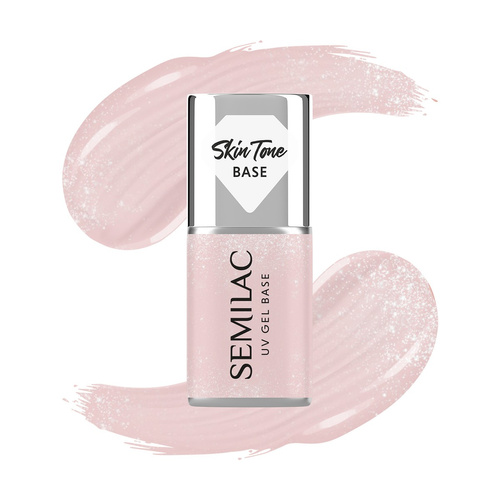 SEMILAC Baza Coverowa Glitter Beige 7 ml - Półtransparentna do Lakierów Hybrydowych