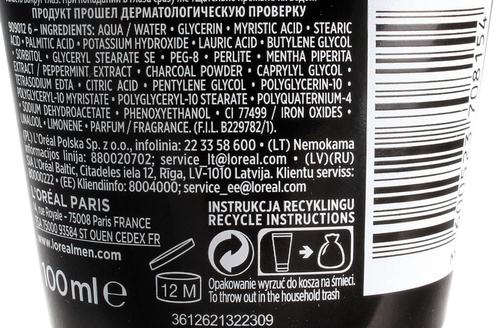 Loreal Men Expert Pure Charcoal Peeling przeciw zaskórnikom 100ml