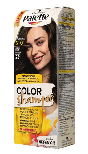 Palette Color Shampoo Szampon koloryzujący  nr 221 Średni Brąz  1op.