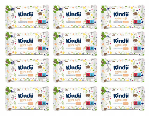 Kindii Extra Soft Aloe chusteczki nawilżane 12x 60 szt.