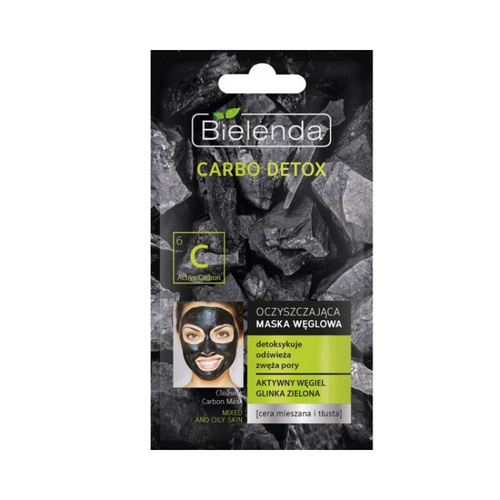 Bielenda Carbo Detox Czarny Węgiel Maska oczyszczająca x10 szt.  8g