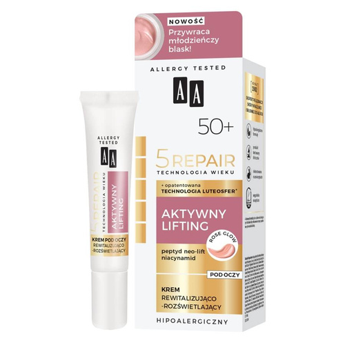 AA Technologia Wieku 5 Repair 50+ Aktywny Lifting Krem rewitalizująco-rozświetlający pod oczy 15ml