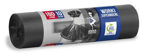 ANNA ZARADNA Worki na śmieci SUPERMOCNE 160L-10szt. czarne