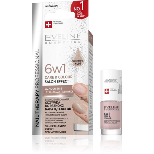 Eveline Nail Therapy Professional Odżywka do paznokci Care&Colour 6w1 Shimmering Nude 5 ml