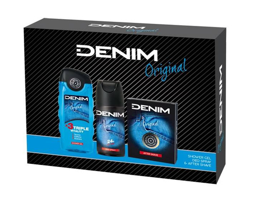 DENIM Original Zestaw prezentowy (woda po goleniu 100ml, żel pod prysznic 250ml i dezodorant spray 150ml)