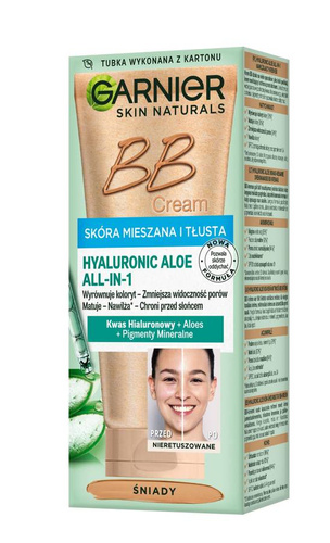 Garnier Skin Naturals Krem tonujący BB Hyaluronic Aloe All-in-One - śniady - cera tłusta i mieszana 50ml