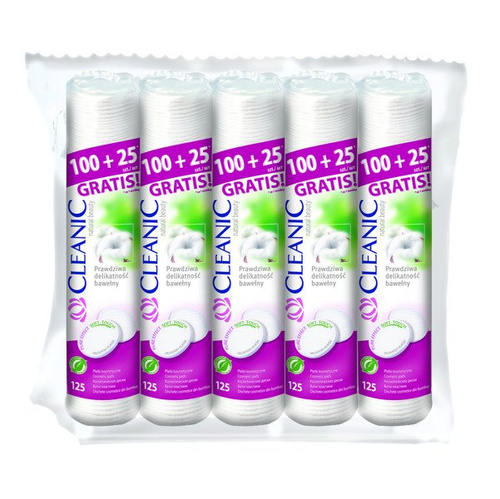 Cleanic Płatki kosmetyczne Pure Effect Okrągłe 5 x 125 szt