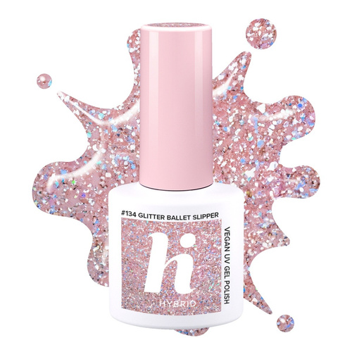 HI HYBRID Lakier hybrydowy nr. 134 Glitter Ballet Slipper 5 ml