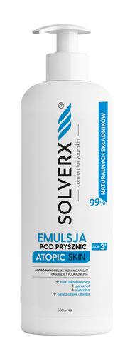 SOLVERX Atopic Skin Emulsja pod prysznic - łagodząca podrażnienia i przeciwzapalna  500ml
