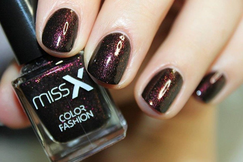 MISS X Lakier d/paznokci 248 czarny-fiolet brokat