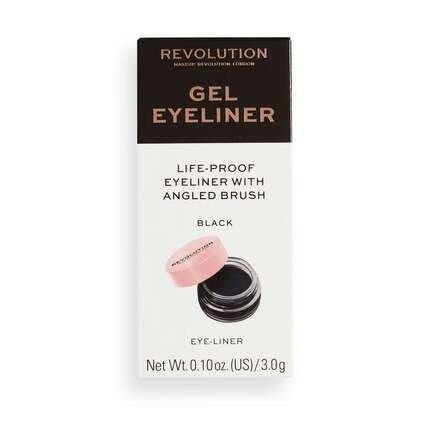 Makeup Revolution Eyeliner czarny w żelu z pędzelkiem 