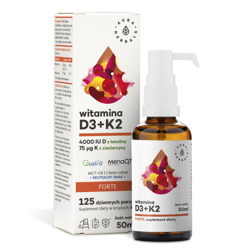 AURA HERBALS Witamina D3 + K2 4000 IU Krople 50 ml