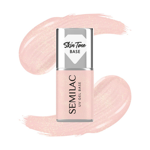 SEMILAC Glitter Peach 7 ml - Półtransparentna Baza Coverowa do Lakierów Hybrydowych