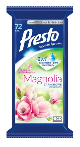 Presto ŚciereczkI czyszczące+płyn 2w1 uniwersalne Magnolia  1op.-72szt