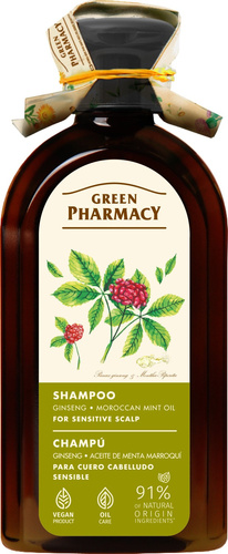 Szampon do wrażliwej skóry głowy z żeń-szeniem i olejem miętowym 350 ml - GREEN PHARMACY