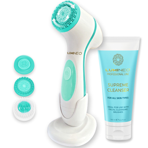 LUMINEO Professional Line Szczoteczka do twarzy + Żel oczyszczający 100 ml, turkusowa