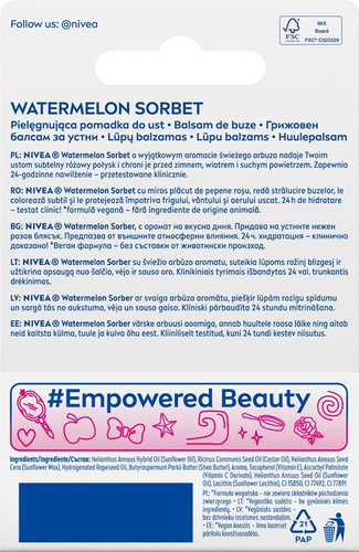 NIVEA Disney Princess Pomadka do ust Watermelon Sorbet Moana - Edycja Limitowana 4.8 g