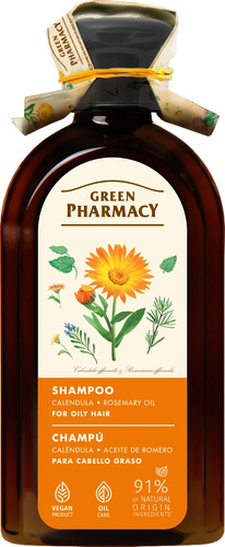 Szampon do włosów przetłuszczających się z nagietkiem i olejem rozmarynowym - GREEN PHARMACY, 350 ml