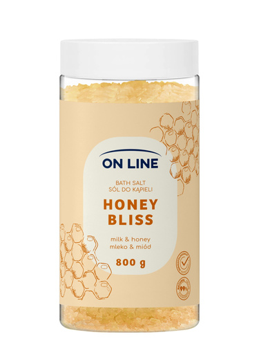 ON LINE Sól do kąpieli Honey Bliss 800 g - relaksująca sól do kąpieli z miodem