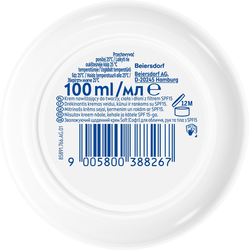 NIVEA Soft Daily UV Krem nawilżający SPF 15 do twarzy, ciała i rąk 100 ml