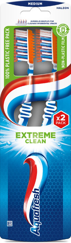 AQUAFRESH Szczoteczka do zębów Extreme Clean DUO 2 sztuki - medium