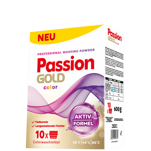 PASSION GOLD Proszek do prania Kolor 600 g - Profesjonalna Formuła