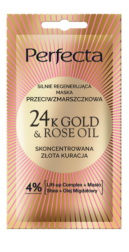 PERFECTA 24K Gold&Rose Oil Maska do twarzy silnie regenerująca przeciwzmarszczkowa 8 ml