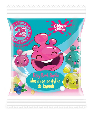 CHLAPU CHLAP Dwukolorowa Musująca Pastylka do kąpieli- jagoda i lody waniliowe