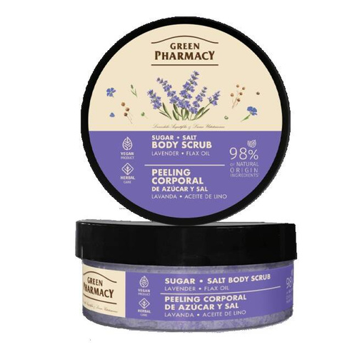 GREEN PHARMACY Multi Peeling cukrowo-solny do ciała Lawenda + Olej lniany 200 ml