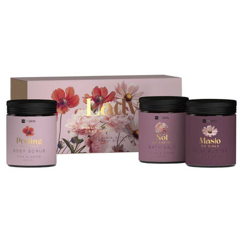 HISKIN Pink Blooms Zestaw do pielęgnacji ciała Lady (peeling,masło,sól)