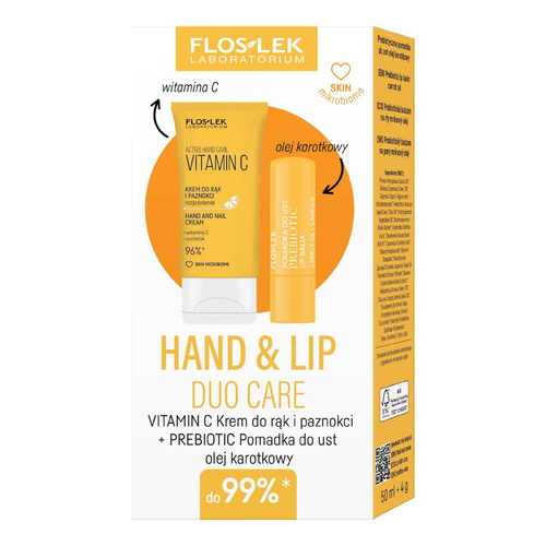 Flos-Lek Zestaw prezentowy Hand Lip DUO Care Vitamin C (krem do rąk 50ml+pomadka ochronna Prebiotic)