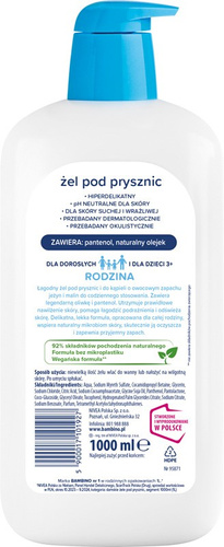 BAMBINO Żel pod prysznic Jeżyna i Malina 1000 ml dla Rodziny
