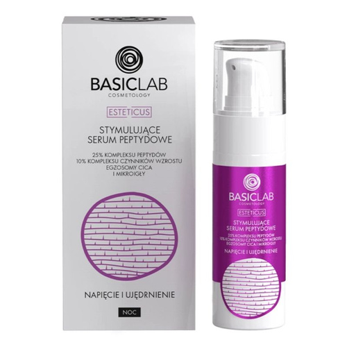 Basiclab Esteticus Stymulujące serum peptydowe do twarzy na noc Napięcie i Ujędrnienie 30ml