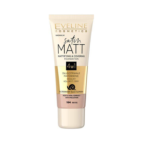 Eveline Satin Matt Podkład matujący 4w1 nr 104 Beige 30ml