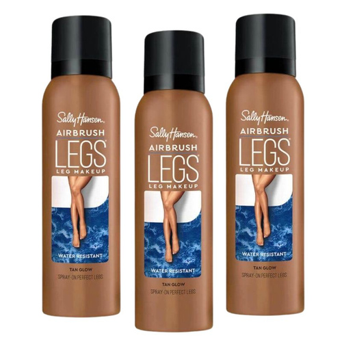 Zestaw 3x Airbrush Legs Water Resistant Spray Tan Glow – Jedwabisty, wodoodporny spray do nóg z efektem rajstop