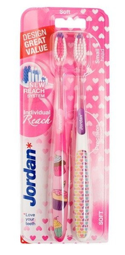 Jordan Szczoteczka do zębów DUO Individual Reach Soft - mix kolorów  1 op-2szt