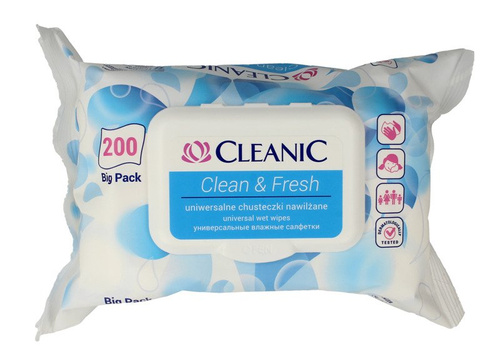 Cleanic Chusteczki nawilżane uniwersalne Clean&Fresh -200szt